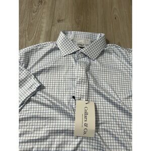 Collars and Co  Collar Polo Geometric Pattern Size M  Check Blue/white